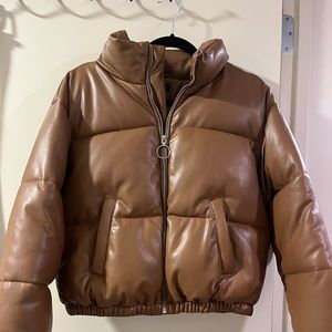 Aqua cropped puffer jacket